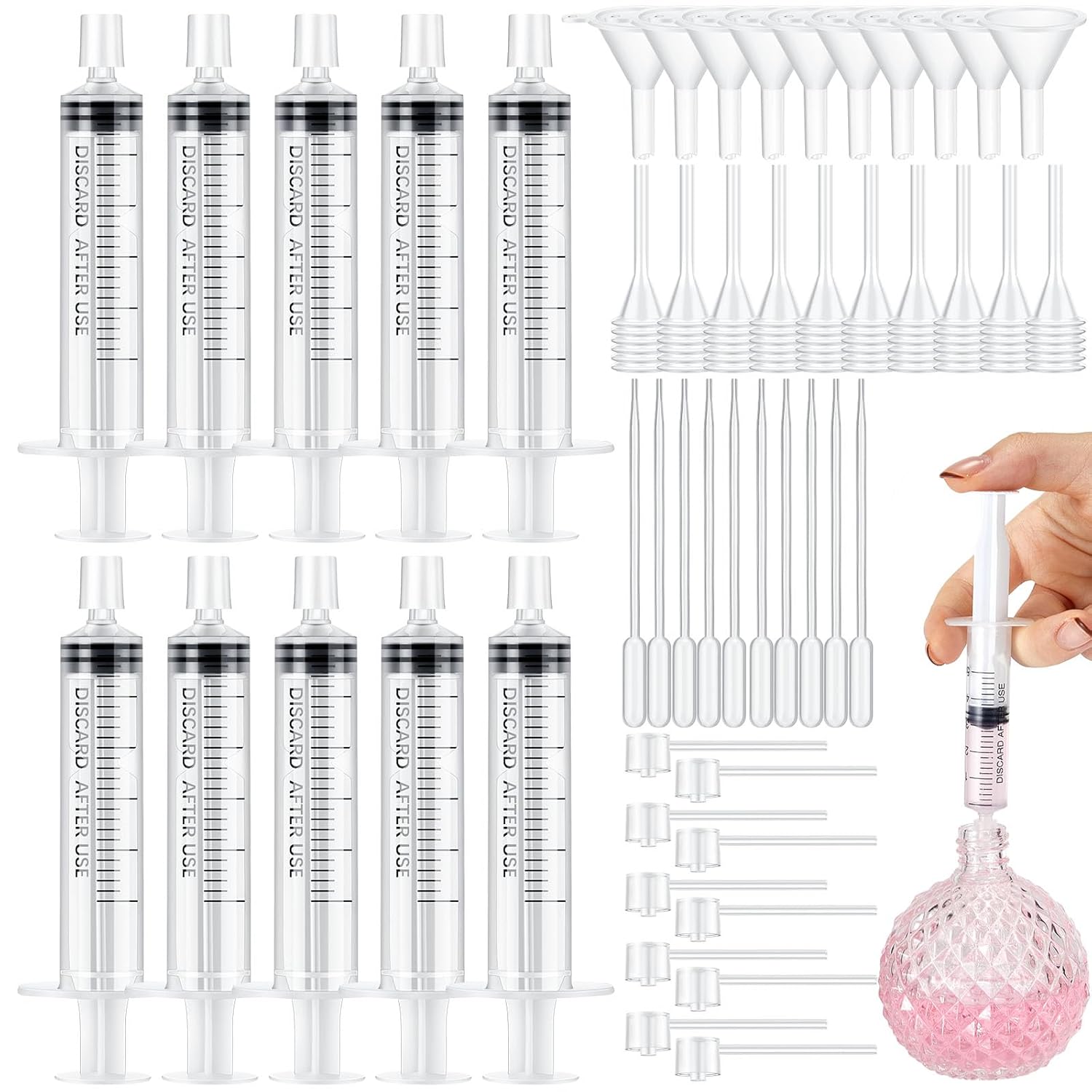 Perfume Fragrance Dispenser - 25/50 Stück Parfüm-Nachfüllpumpen-Werkzeug-Transfersets, einschließlich Trichter, Abgabepumpe,