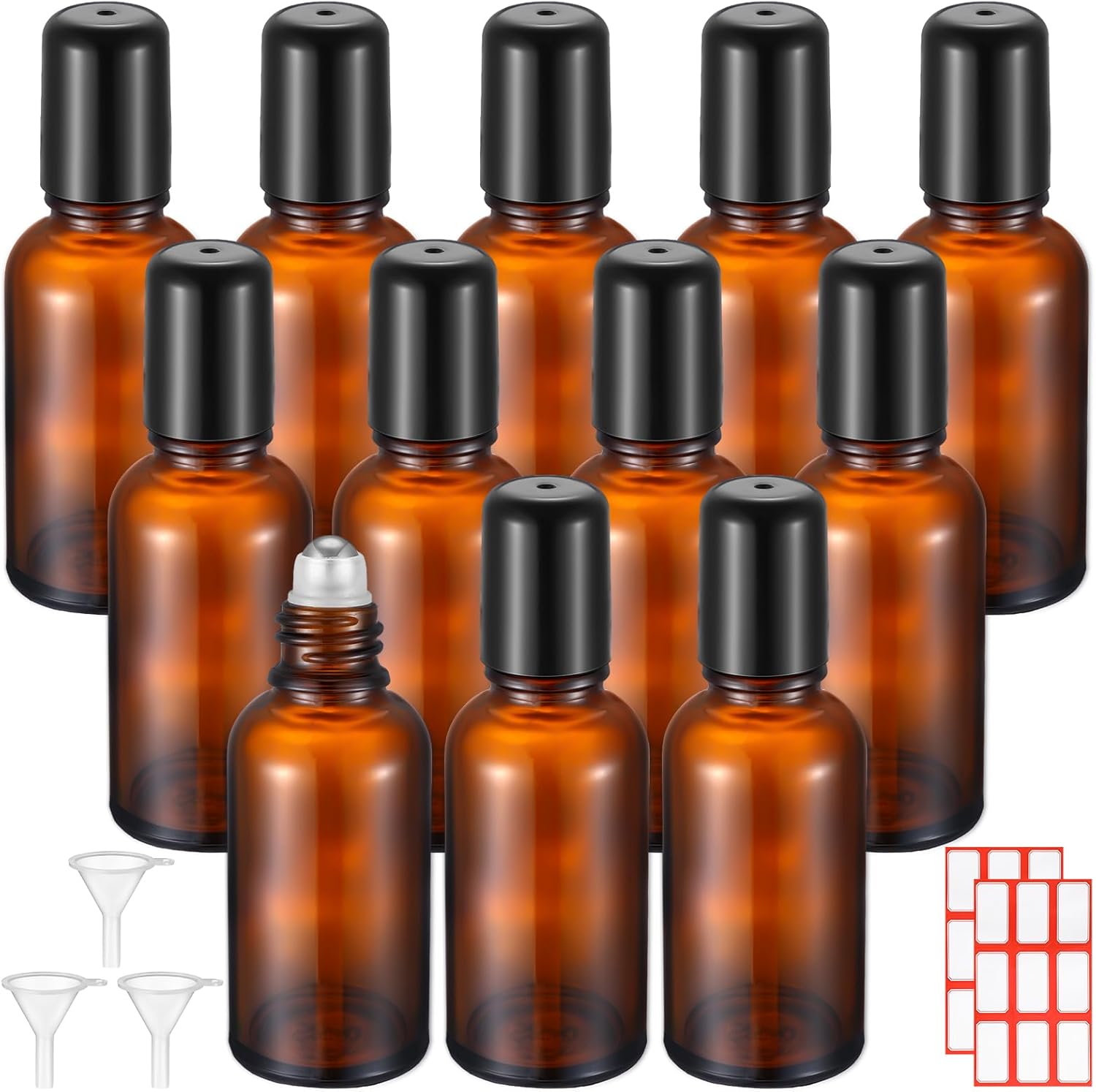 Attar Oil Roll On - 5/10/15/20/30/50/100 ml bernsteinfarbene Rollerflasche aus Glas,
